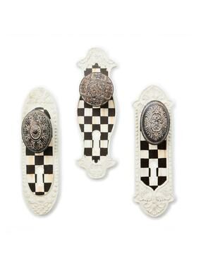 NEW Mackenzie-Childs Courtly Check Door Knob Hooks Set of 3